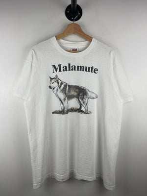 Vintage 90s Alaskan Malamute Dog White Tee