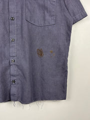 Vintage Inmate Dept Of Corrections Prison Uniform Cropped Button Up Short Sleeve Shirt