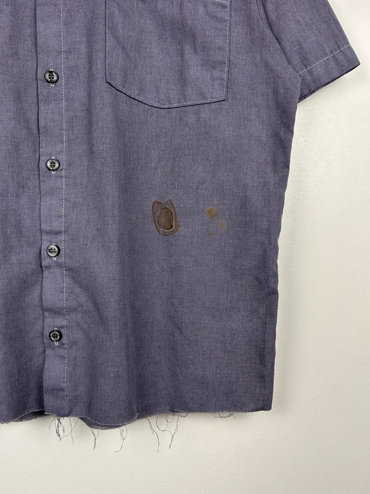 Vintage Inmate Dept Of Corrections Prison Uniform Cropped Button Up Short Sleeve Shirt