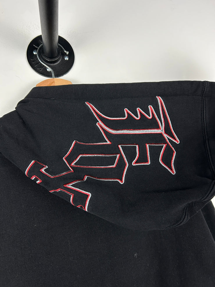 Vintage Y2K Fox Embroidered Black & Red Zip Up Hoodie