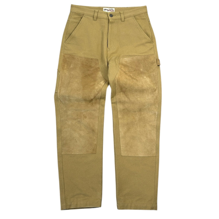 Stussy Suede Double Knee Beige Canvas Work Pants