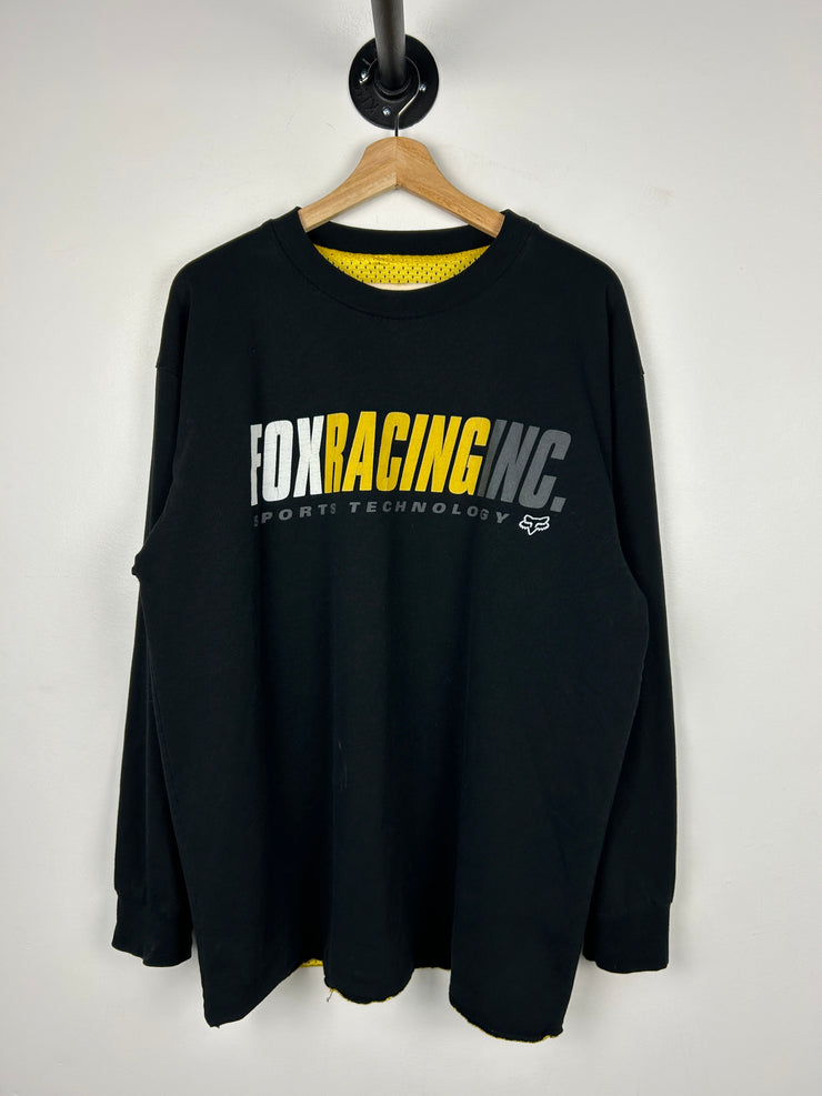 Vintage Y2K Fox Racing Black & Yellow Reversible Long Sleeve Jersey