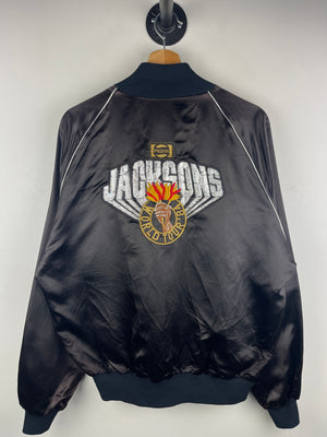 Vintage 80s Jackson World Tour Pepsi Black Satin Bomber Jacket