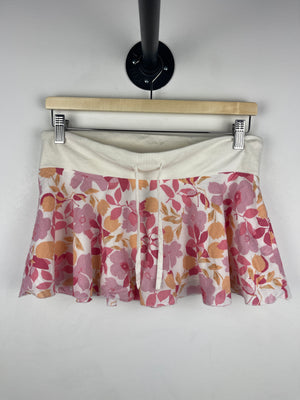 Vintage Y2K Garage Women's White & Pink Floral Print Mini Skirt