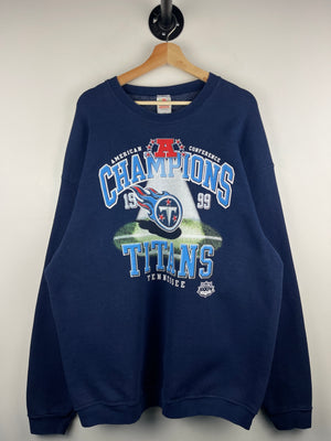 Vintage 90s NFL Tennessee Titans Super Bowl Navy Crewneck