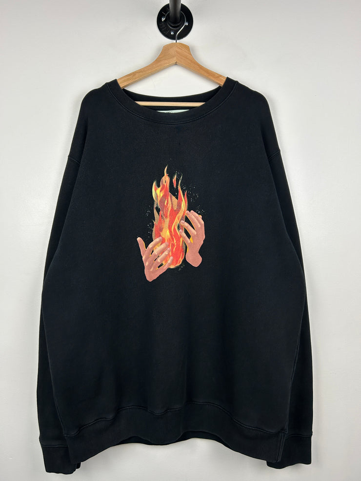 Off White Fire Hands Black Crewneck