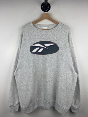 Vintage 90s Reebok Big Logo Grey Crewneck