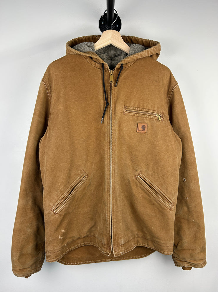 Vintage Carhartt Detroit Sherpa Lined Hooded Beige Jacket J141 211