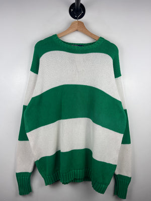 Vintage 90s Polo Ralph Lauren Striped Green Knit Sweater