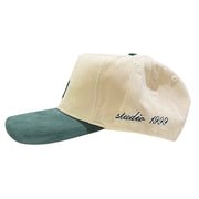 Studio 1999 LA Green & Cream Italic Suede Snapback Hat