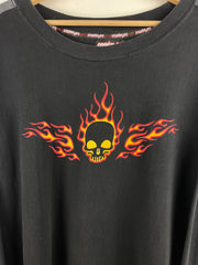 Vintage Y2K Snake Eyes Flaming Skull Black Long Sleeve