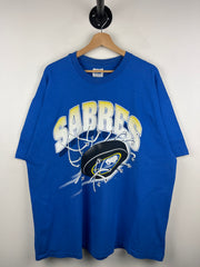 Vintage 90s NHL Buffalo Sabres Hockey Puck Blue Tee