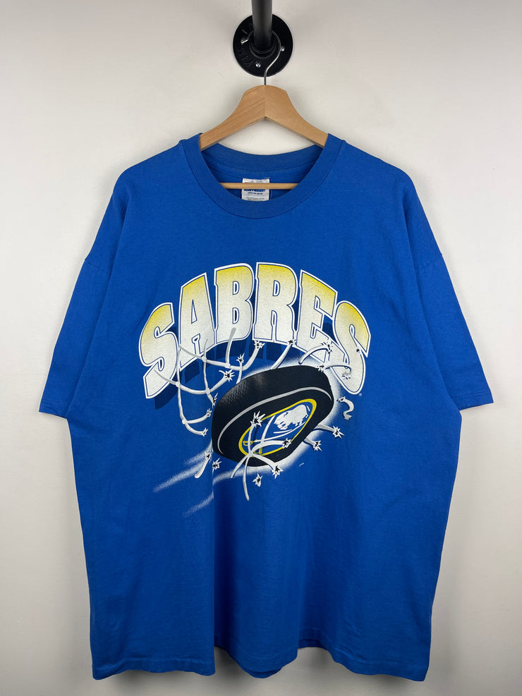 Vintage 90s NHL Buffalo Sabres Hockey Puck Blue Tee