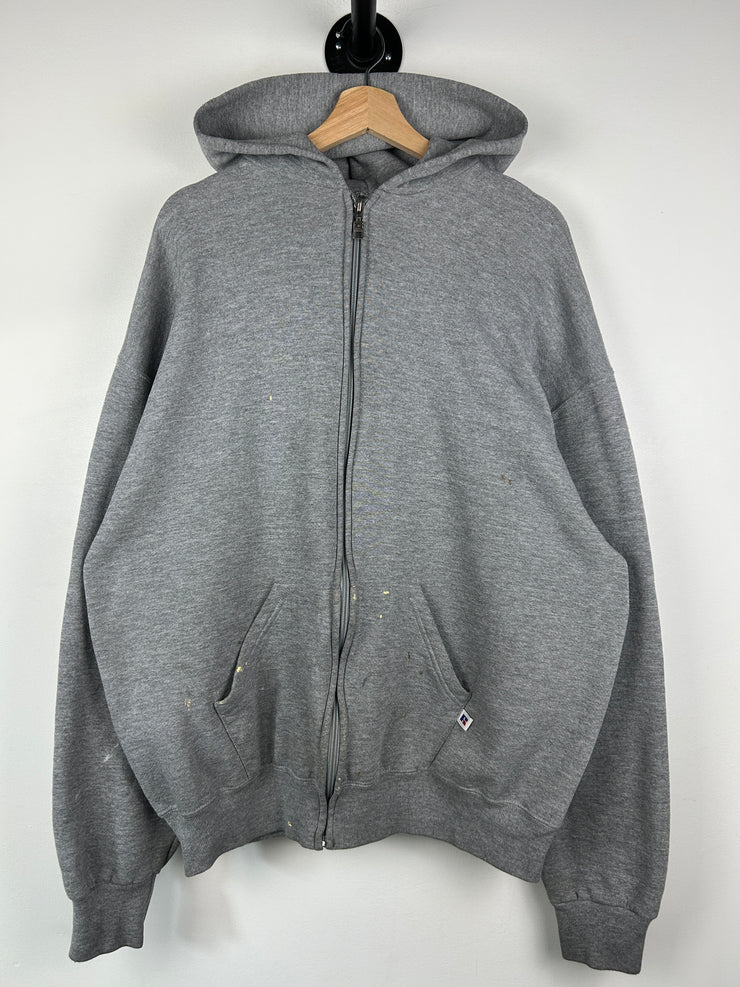 Vintage 90s Russell Atheltic Blank Grey Zip Up Hoodie
