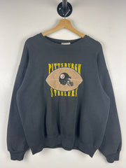 Vintage 90s NFL Pittsburgh Steelers Embroidered Black Crewneck