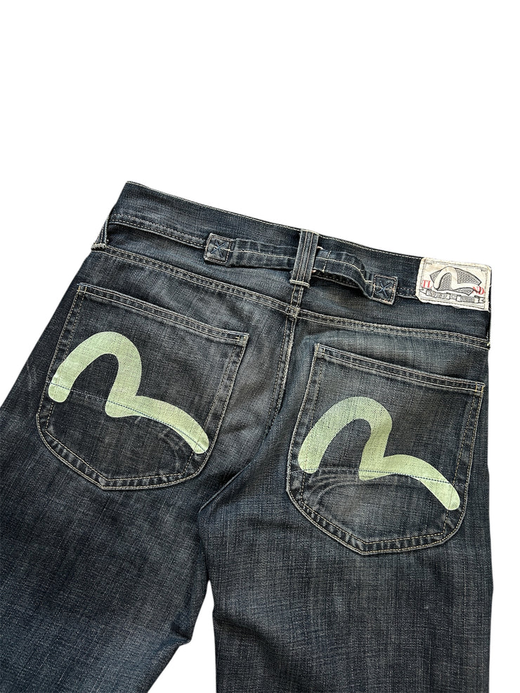 Evisu Puma Seagull Logo Blue Denim Jeans