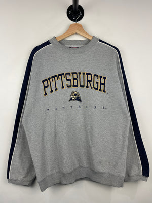 Vintage Pittsburgh Panthers Embroidered Navy & Grey Crewneck