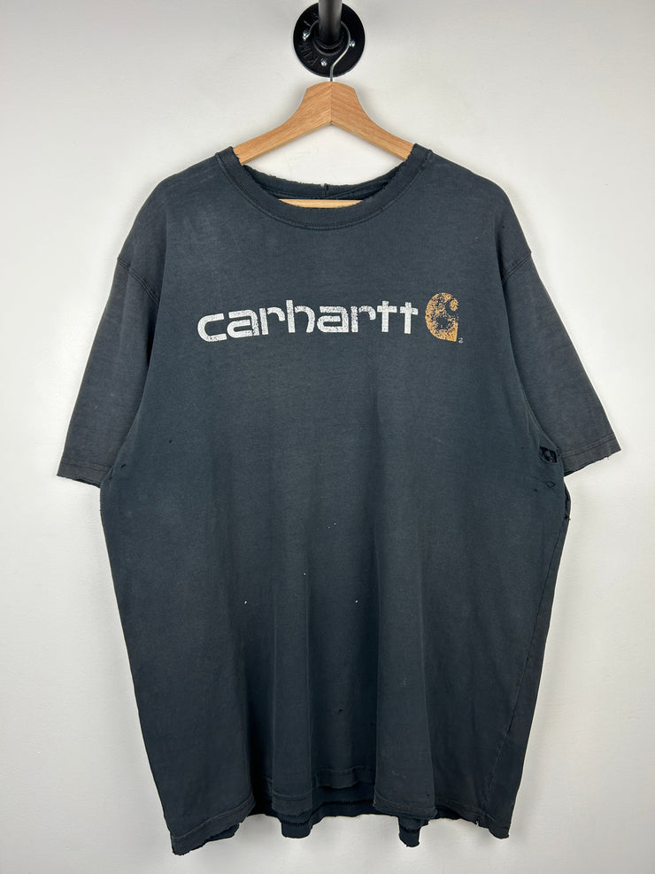 Vintage Carhartt Spellout Thrashed Black Tee