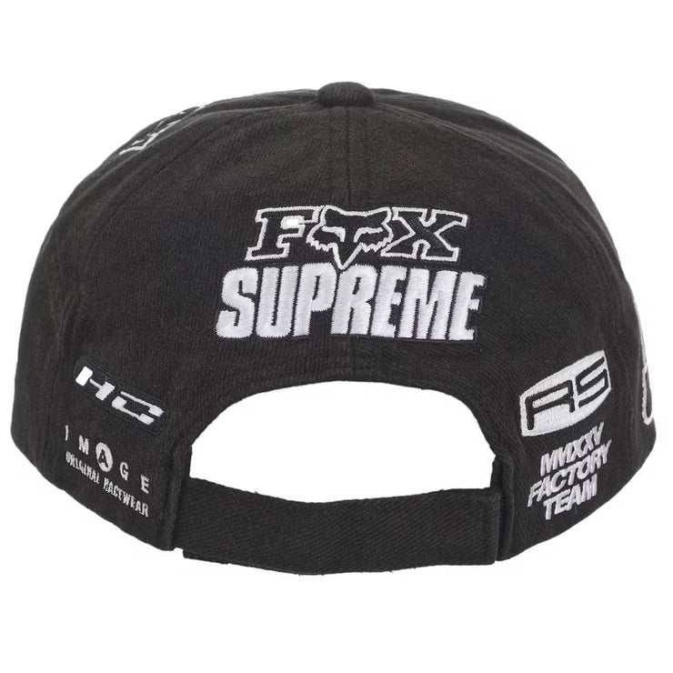 Supreme X Fox Racing FW25 6 Panel Black Strapback Hat