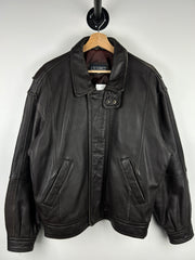 Vintage 90s Ottimo Brown Cropped Bomber Leather Jacket