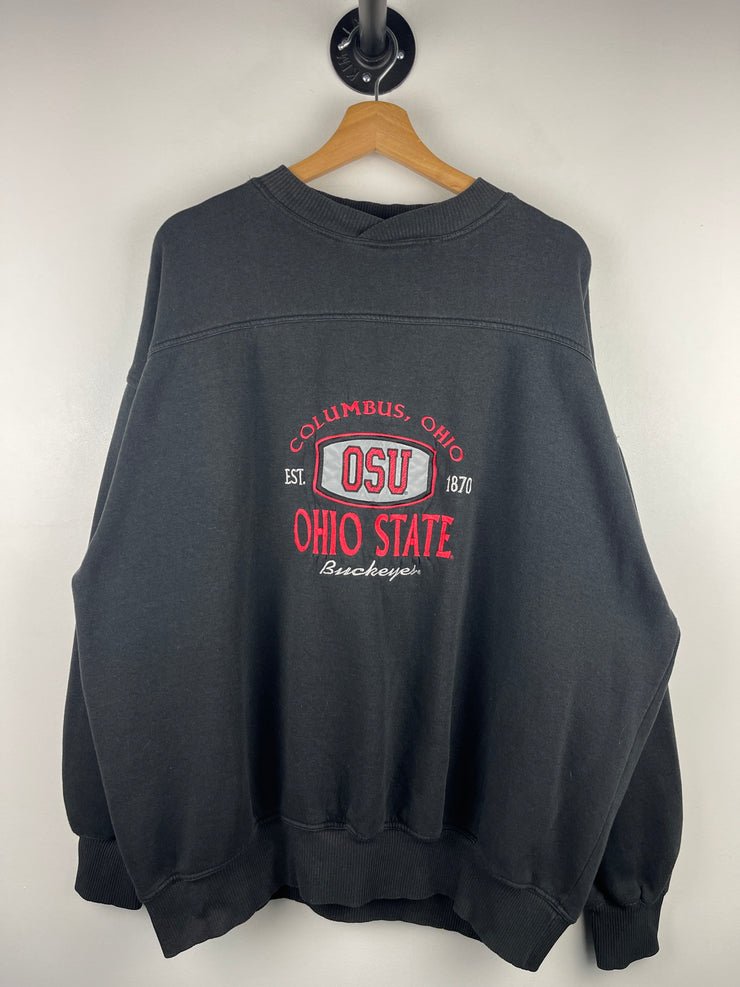 Vintage 90s Ohio State Buckeyes Embroidered Black Crewneck