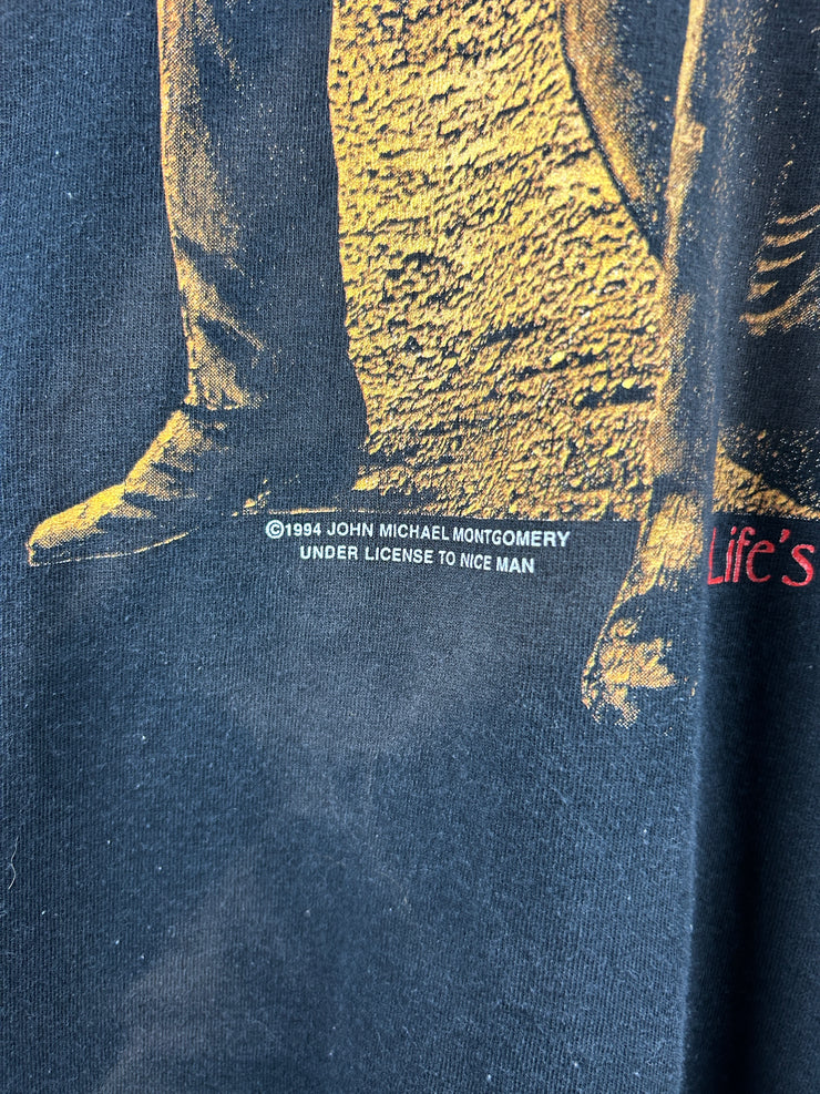 Vintage 90s John Michael Montgomery Lifes A Dance Tour Black Tee