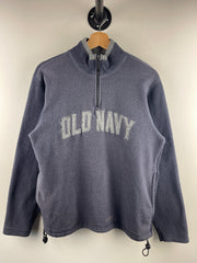 Vintage Old Navy Spellout Navy Quarter Zip Fleece Sweater