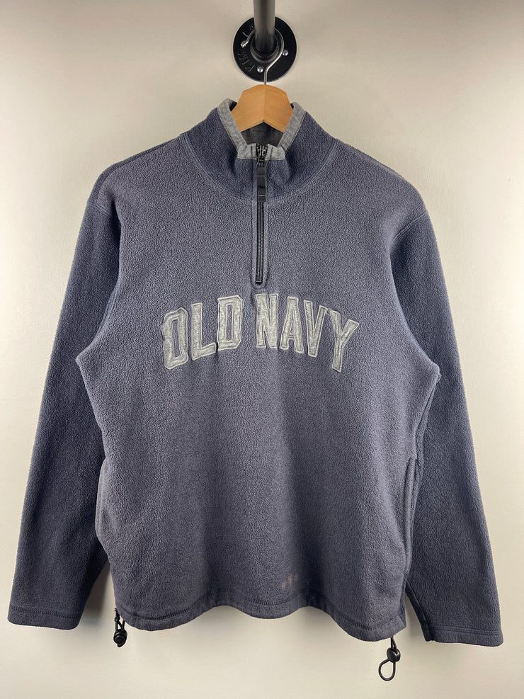 Vintage Old Navy Spellout Navy Quarter Zip Fleece Sweater