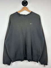 Vintage 90s Nike Mini Swoosh Thrashed Black Crewneck