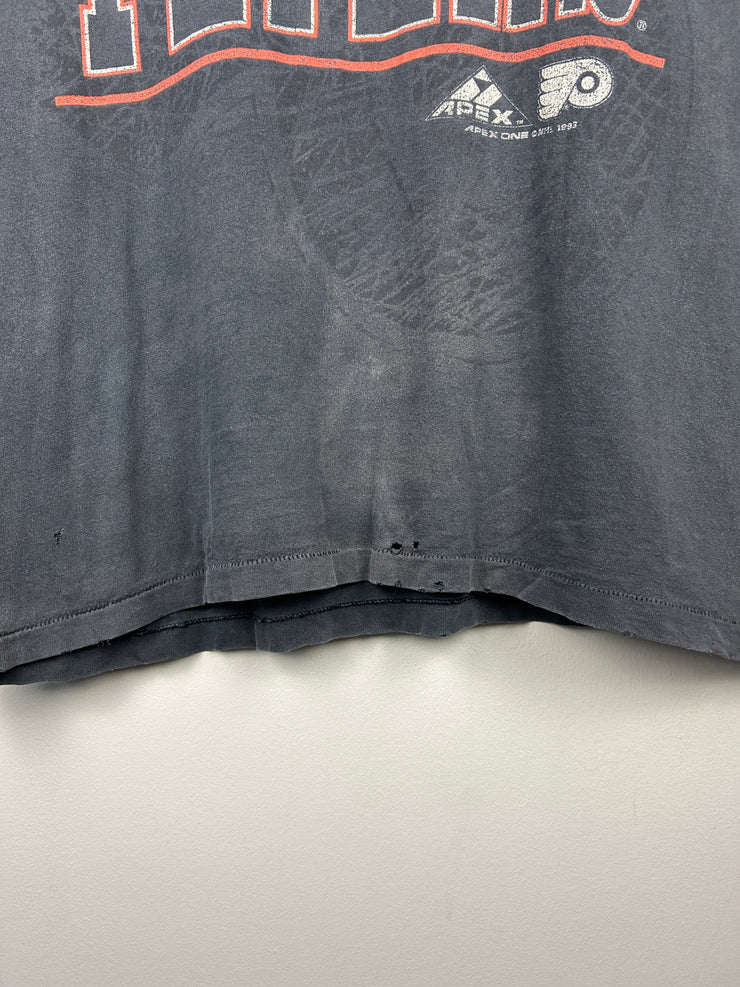 Vintage 90s NHL Philadelphia Flyers Black Thrashed Cut Off Tank Top
