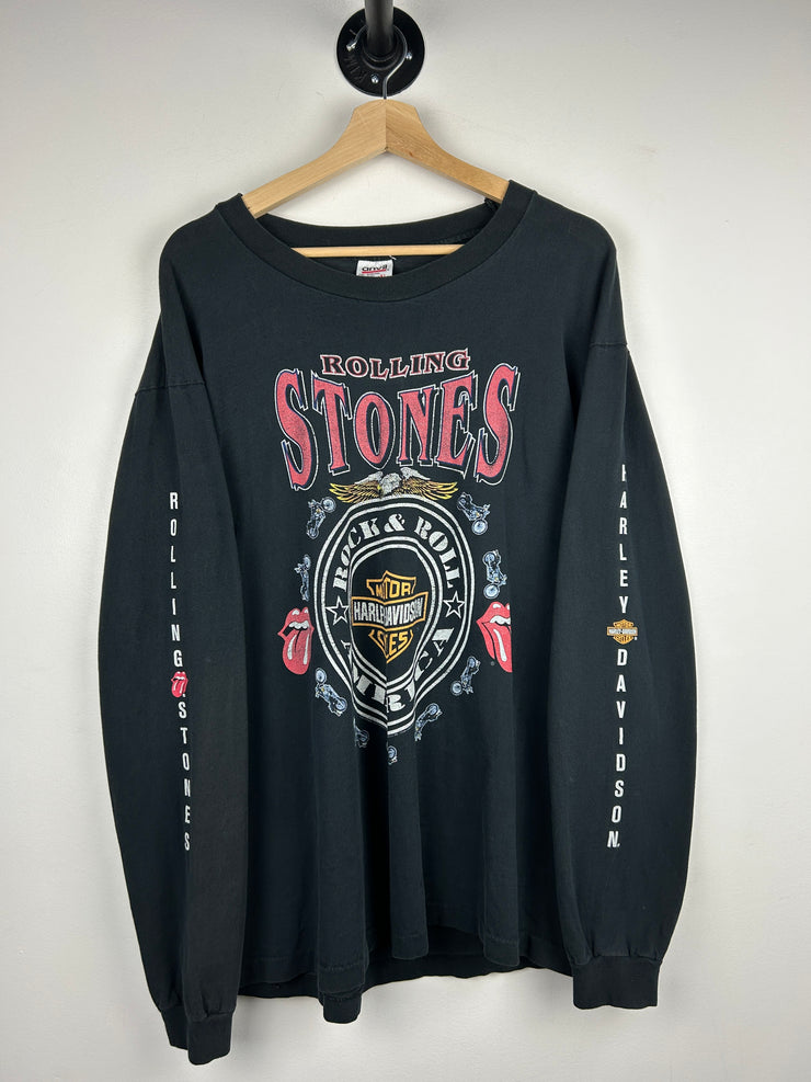 Vintage 90s Harley Davidson Rolling Stones Black Long Sleeve