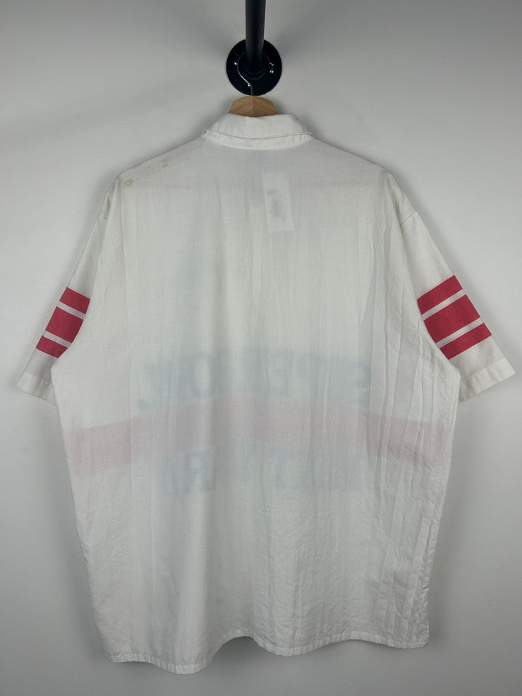 Vintage 80s NFL Cliff Engle New England Patroits Super Bowl White Collared Jersey
