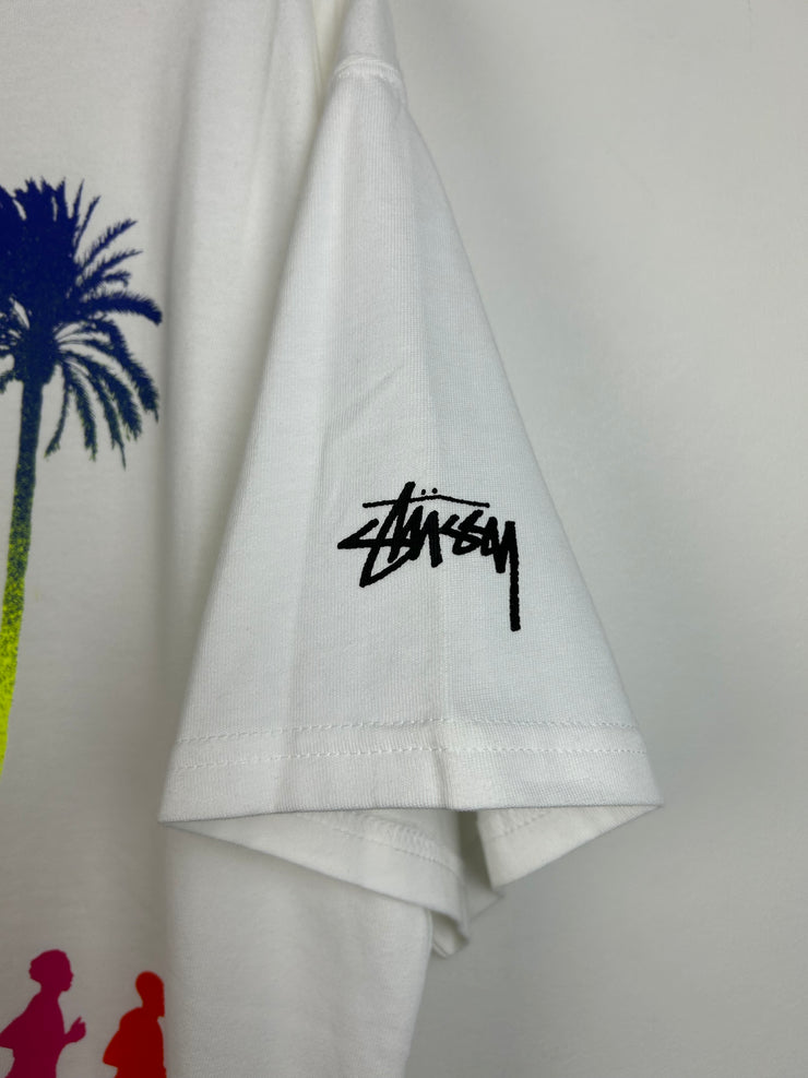 Nike X Stussy Air Zoom Spiridon Douglas Firs To Palm Trees White Tee