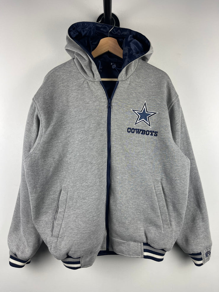 Vintage NFL Dallas Cowboys Navy & Grey Reversible Hooded Jacket