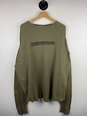 Vintage Nautica Jeans Co Green Thermal Long Sleeve