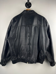 Vintage 90s Members Only Black Leather Bomber Jacket