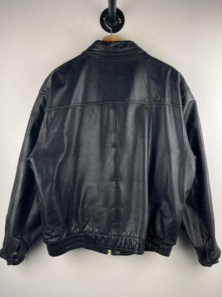 Vintage 90s Members Only Black Leather Bomber Jacket