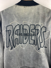 Vintage 90s NFL Los Angeles Raiders Embroidered Faded Silver Nylon Bomber Jacket