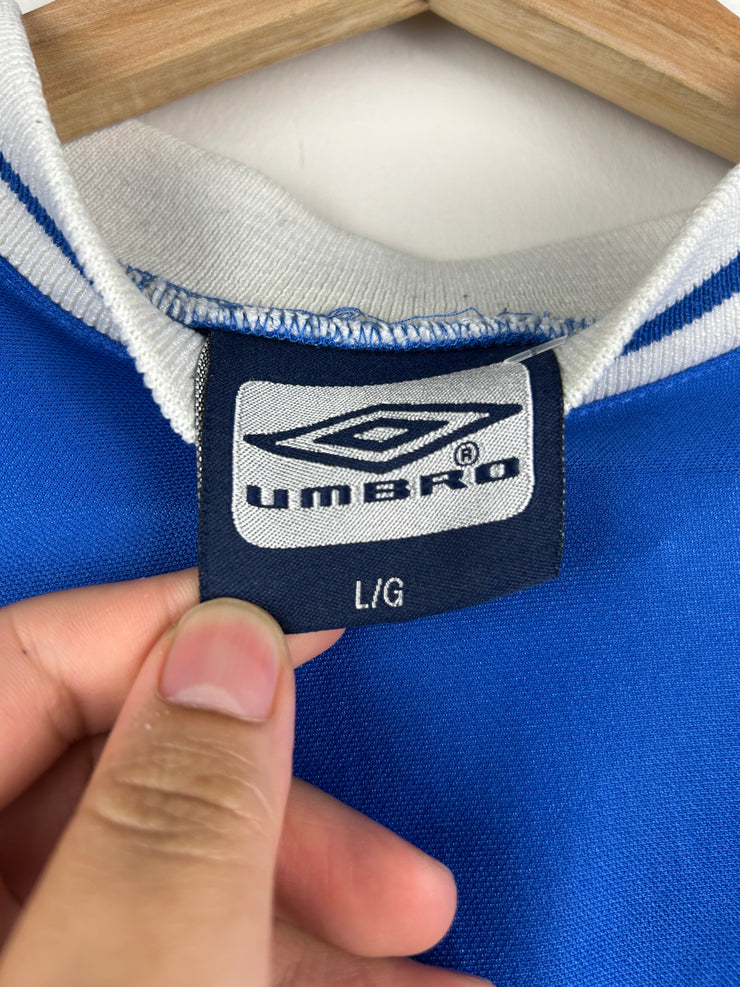 Vintage 90s Umbro Blue Soccer Jersey