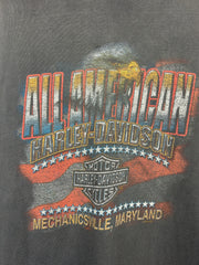 Vintage 2002 Harley Davidson Flames Maryland Thrashed Black Cut Off Tank Top