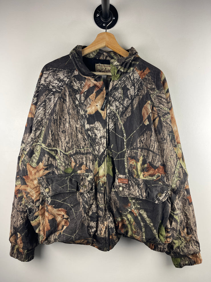 Vintage Woolrich Real Tree Camo Hunting Fleece Lined Bomber Jacket