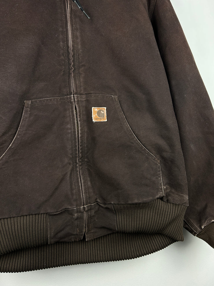 Vintage Carhartt Active Dark Brown Hooded Work Jacket J130 DKB