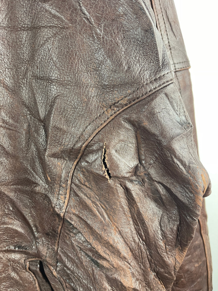 Vintage 90s Croft & Barrow Brown Leather Bomber Jacket