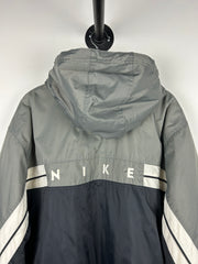 Vintage 90s Nike Swoosh Spellout White & Black Hooded Jacket