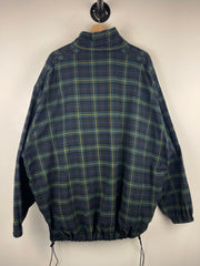 Balenciaga Embroidered Logo Oversized Plaid Zip Up Jacket