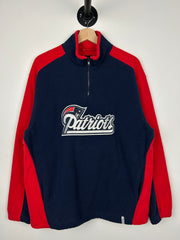 Vintage NFL Reebok New England Patriots Navy Quarter Zip Fleece Sweater