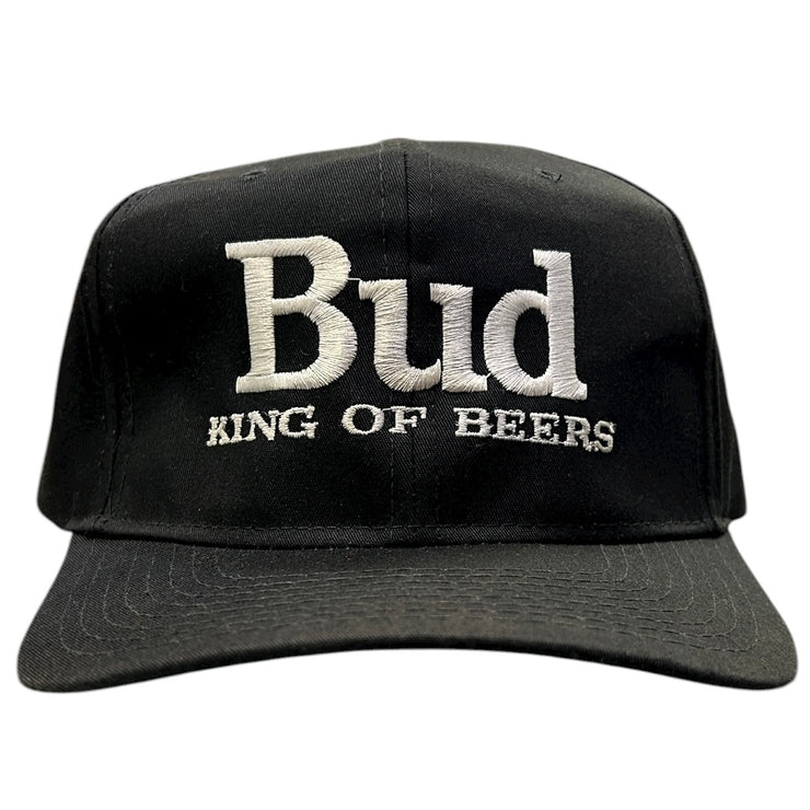Vintage 90s NFL Bud Budweiser Beer King Of Beers Black Snapback Hat