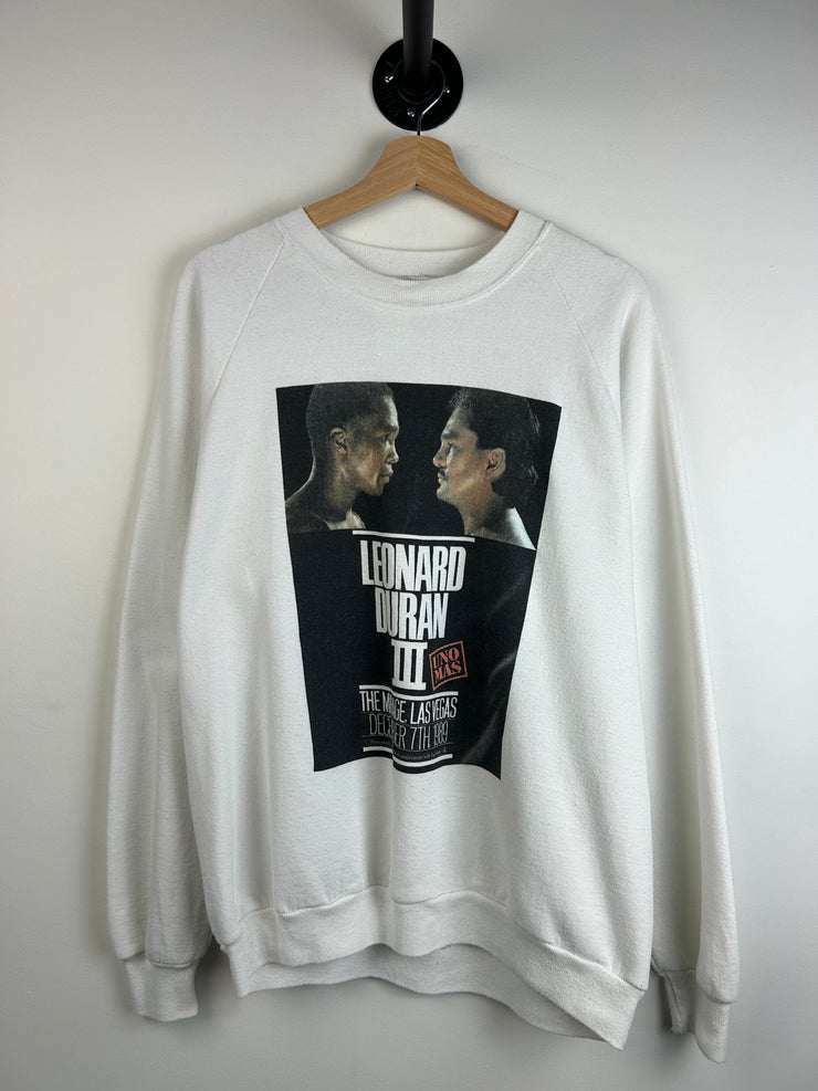 Vintage 1989 Lenard Vs. Duran Mirage White Crewneck