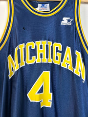 Vintage 90's Starter Michigan Basketball Navy Jersey