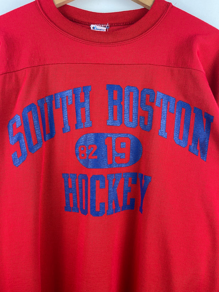Vintage 80s Champion South Boston Hockey Red True Vintage Jersey
